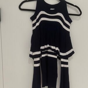 Navy  and White womens top cold shoulder